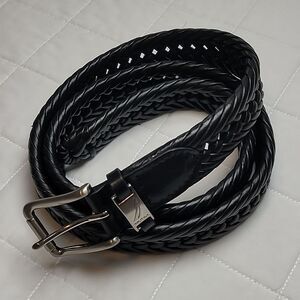 Nautica Black Braided Leather Belt